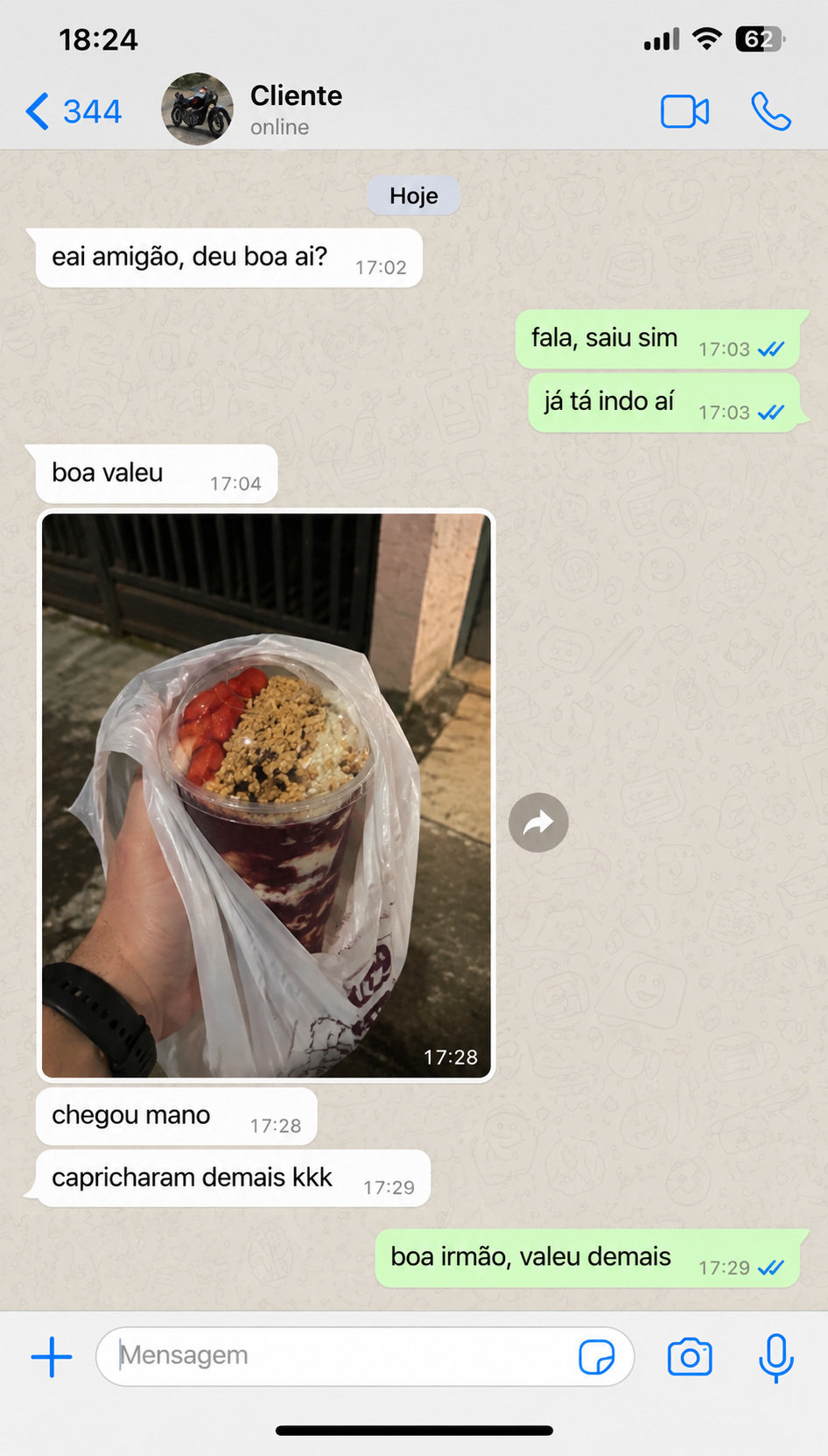 Avaliação de cliente