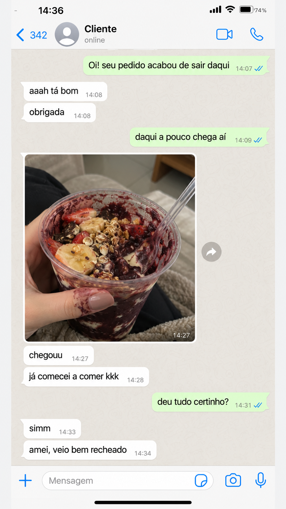 Avaliação de cliente